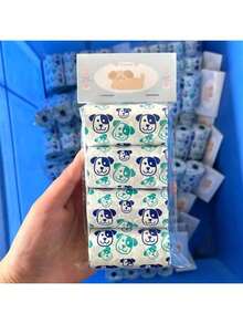 4 Rolls/80pcs Thickened Pet Waste Bags, Scented, Cute Design, Suitable For Cleaning Various Pet Waste, Lemon Fragrance, Multiple Colors & Cute Combinations, Convenient Pet Cleaning Supplies - Blue and White - View 6