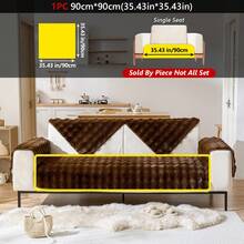 1pc Creamy Plush Rabbit Sofa Cushion, Thick Anti-Slip Sofa Cover, Suitable For Home Living Room Bedroom Office, All Seasons - Coffee Brown - View 13