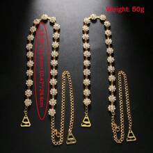 QY 1 Pair Rhinestone Flower Shoulder Strap Bra Chain For Women Girls Crystal Wedding Bra Strap Festival Rave Underwear Straps Decoration Party Dress Lingerie Straps Gold  8380 - Gold - View 2