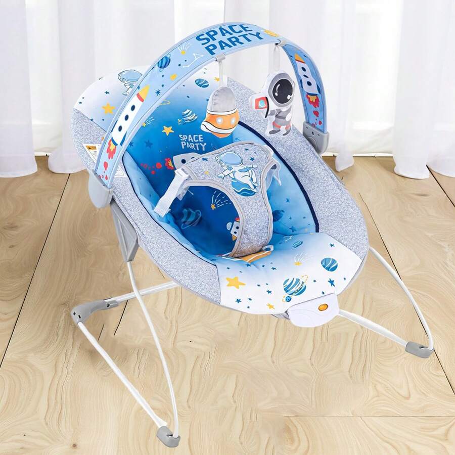 Portable Baby Bouncer For Infant,Modern Baby Bouncer Seat,Infant Bouncers With Music For Babies 0-6 Months Up To 20 Lbs Lightweight For Indoor And Outdoor As Hallowee & Christmas Gifts - 藍色 - 查看 1