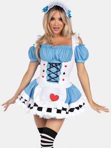 Halloween Costumes Women's Alice Role Play Costumes Dresses - 藍色 - 查看 3