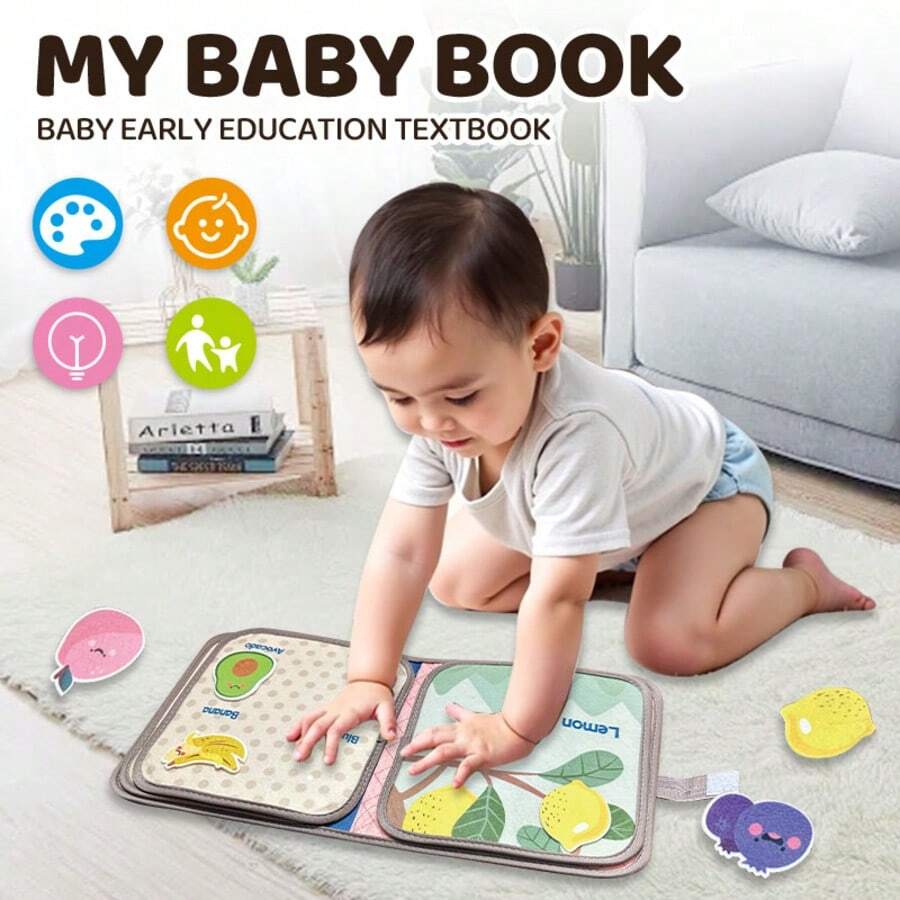 抗撕裂柔软婴儿书籍、安静书籍、布书、布艺活动早教书籍玩具、婴儿礼物、圣诞礼物、新年礼物 - 彩色 - 查看 1