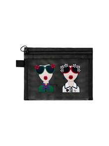 1pc Multi-Color Mesh Bag With Creative Goddess Head Pattern, Charger Storage Bag, Lightweight, Large Capacity, Multi-Function Storage Bag, Travel Toiletry Bag, Suitable For Beach, Vacation, Travel, Picnic, Dating, Practical Digital Bag, Women'S Cosmetic Bag, Student Stationery Bag, Family Medicine Bag, Small Accessories Bag, Suitable For Gift Giving, Back To School Essential, Dormitory Storage - Multicolor - View 13