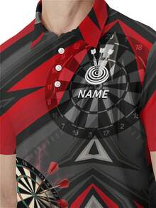 Áo thi đấu phi tiêu cá nhân hóa dành cho nam - Tên và tên đội tùy chỉnh, hình in phi tiêu tương phản sống động, tay ngắn thoáng khí mùa hè, thiết kế cổ áo polo cổ điển, phù hợp cho các trận đấu câu lạc bộ và mặc thường ngày, chất vải mềm mại, phong cách công sở hàng ngày, dáng ôm, quà tặng Ngày của Cha. - Nhiều màu - Xem 9