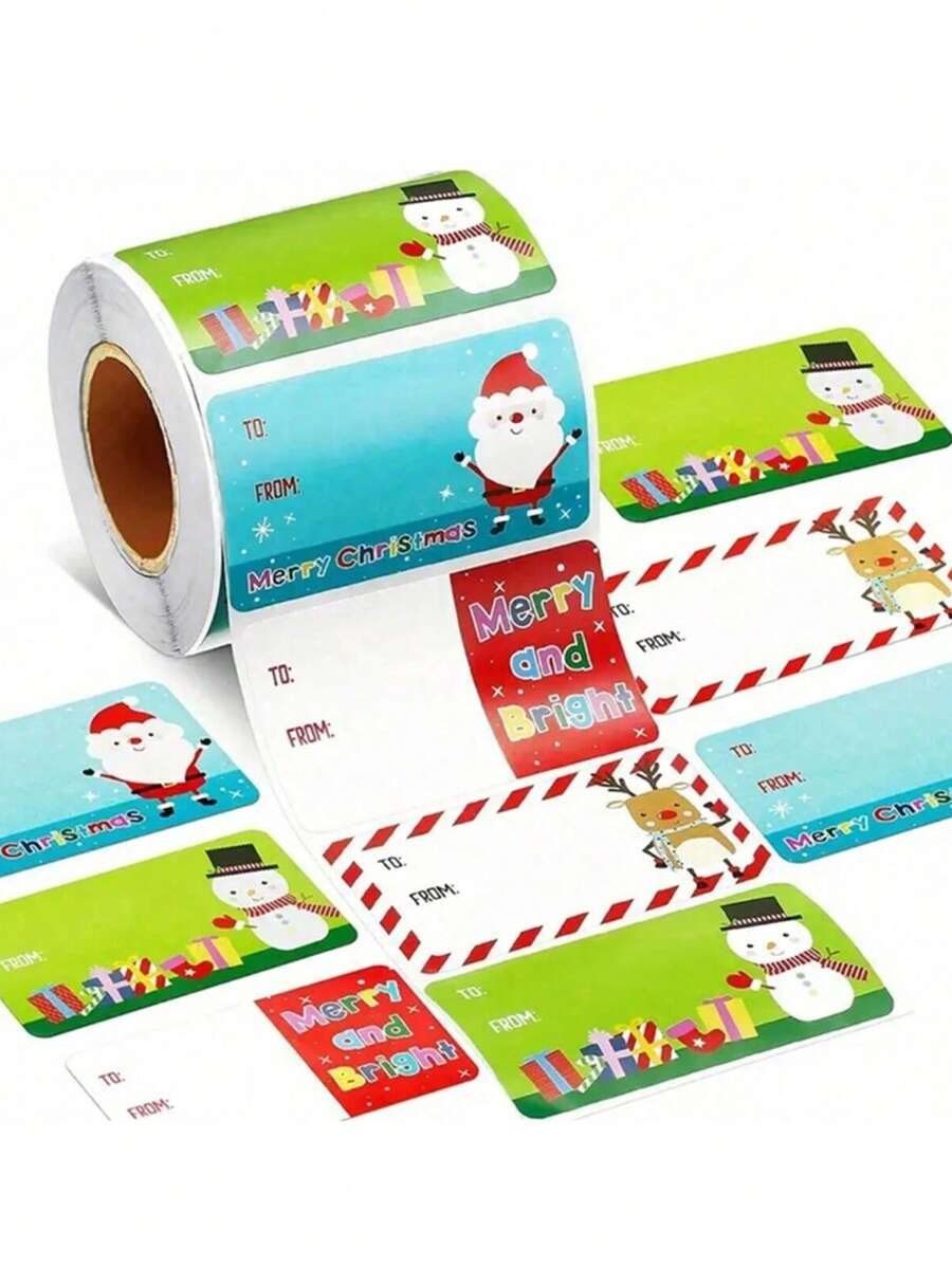 500pcs/Roll, 200pcs/Roll, 12pcs/Sheet Christmas Santa Claus Stickers Self-Adhesive Labels Christmas Birthday Holiday Gift Decoration, Merry Christmas Stickers Christmas Themed Stamp Labels Stickers DIY Gifts Baking Packaging Envelopes Stationery Decoration