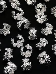 50pcs/Set Retro Flower Decorated Hair Scrunchies - Fashionable Hair Clips, Suitable For Women And Girls - Hair Accessories, Braided Hair Decor