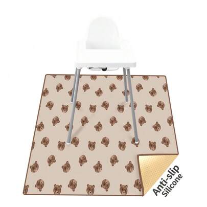 1PC Baby Splat Mat For Under High Chair/Arts/Crafts,43.3 X43.3 Inch Washable Spill Mat, Waterproof Anti-Slip Floor Protector Splash Mat, Messy Mat And Table Cloth