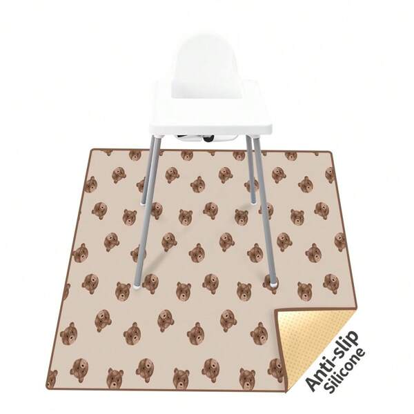 1PC Baby Splat Mat For Under High Chair/Arts/Crafts,43.3 X43.3 Inch Washable Spill Mat, Waterproof Anti-Slip Floor Protector Splash Mat, Messy Mat And Table Cloth