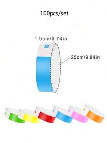 100pcs/Set Neon Wristbands, Waterproof Paper Bracelets For Events Colorful Wrist Party Bands Armbands, Paper Wristbands For Events Party Concerts Music Festivals And Fairs - Multicolor - View 2