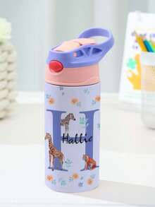 1pc Custom Name Stainless Water Bottle With Silicone Straw, Custom Water Bottle, 12oz - 350mL, Personalized Name Insulated Cup, Personalized Stainless Water Bottle, Custom Names Travel, School For Boys, Girls, Teenagers Baby Shower Family Decorations Gifts Winter Eve Gifts Back To School Winter Gift Ideas Boy Girl Valentine's Day Multi-Functional, Ornamental, Letter Baby Fashion,Birthday Gift ,Travel Organizer - Tên tùy chỉnh với tên viết tắt - Xem 13