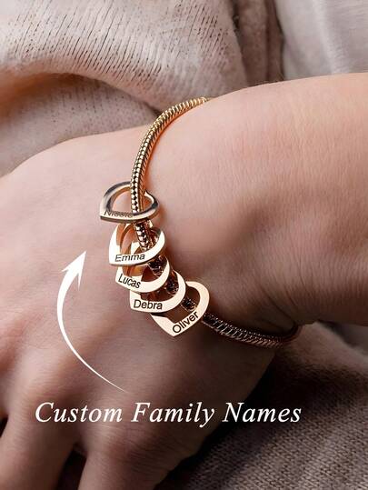 Pulsera con colgante de corazón personalizada, regalo del Día de la Madre, pulsera para mujer, regalo de joyería personalizada hecha a mano, pulsera grabada, pulsera familiar personalizada, pulsera de mamá grabada con los nombres de los hijos, decoración navideña, adorno navideño personalizado, regalo personalizado para hombres y mujeres, accesorio navideño, regalo de vuelta a la escuela, regalo de pareja, regalo de amistad