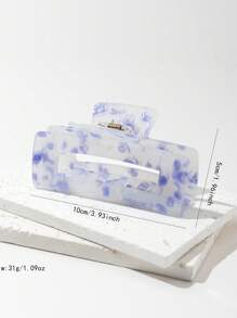 1pc Women's Marble Texture Square Hollow Colorful Hair Claw Clip, Daily Hairstyle Accessory Hair Accessories