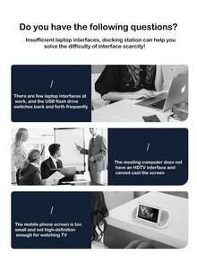 四合一 Type-C 转 HDTV 4K、USB3.0/2.0 PD 100W 扩展坞、多功能扩展集线器 - 灰色 - 查看 3