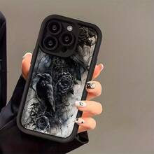 Funda de Teléfono con Patrón de Cuervo y Rosa Negra de Estilo Oscuro Creativo para 16 Pro Max/16 Plus/16 Pro/16/15 Pro Max/15 Plus/15 Pro/15/14 Pro Max/14 Plus/14 Pro/14/13 Pro Max/13 Pro/13/12 Pro Max/12 Pro/12/11 Pro Max/11 Pro/11/XS Max/XR/X/Plus/TPU a Prueba de Golpes y Resistente a la Suciedad Funda Protectora Suave - Colores mixtos - Ver 3
