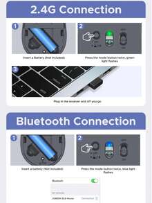 UGREEN 2.4G & Bluetooth Dual Mode Wireless Mouse 4000DPI 4-Level Adjustable 3 Silent Buttons Receiver With Laser Engraving Ergonomic Design No Battery Included - Multicolor - View 8