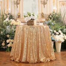 Sequin Tablecloth 48x95 Inches Rectangle/48 Inches Round, Glitter Table Cover Sparkly Classy Elegant Tablecloth For Christmas, Halloween, Weddings, Birthday Parties, Valentine's Day, Candy Buffets, Exhibitions, Graduation Ceremonies, Table Decorations