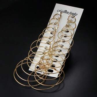 24 pièces Ensemble de boucles d'oreilles cerclées métalliques de tailles assorties, minimalistes et polyvalentes