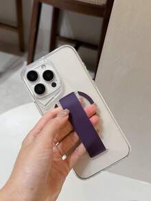 1pc Transparent Phone Case, Anti-Drop Camera Hole Wrist Strap, Business Minimalist Design, Suitable For Gifting, Outdoor Travel, Parties, Anti-Lost, Good For Photography, Compatible With IPhone 11 To 16 Series Waterproof Shockproof Scratch Resistant - Purple - View 4