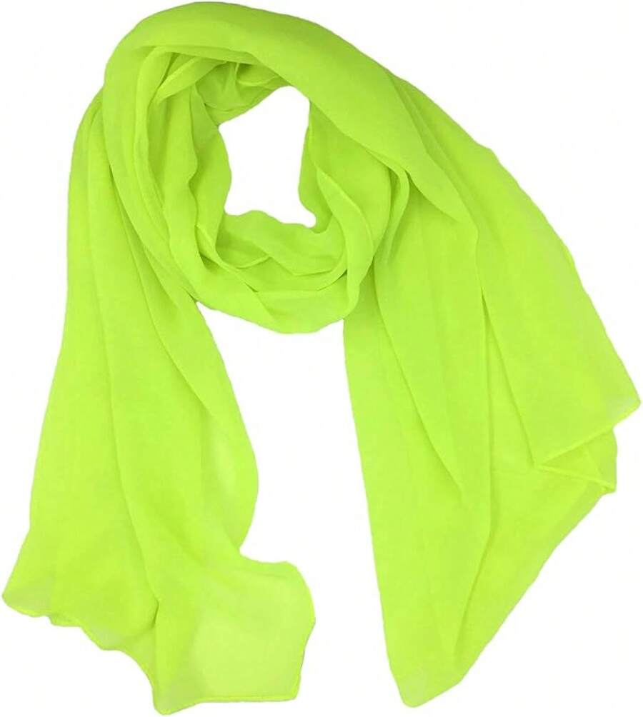 ™   Fashionable Soft Chiffon Scarfhalloween - 純色/霓虹綠 - 查看 1
