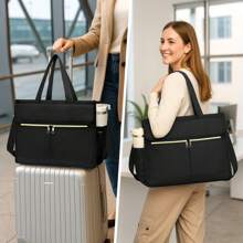 Bolsa de almuerzo para mujeres con compartimento para portátil de 15.6", bolsa de tela aislada, bolsa de trabajo impermeable con bolsillos laterales de 40 oz, bolsa de regreso a la escuela, bolsa de accesorios escolares, bolsa refrigeradora, accesorios de picnic