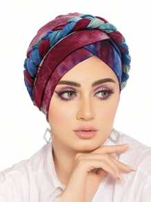 Women's Tie Dye, Ground Hair, Milk Silk, Flower Cloth, Braided Hat, Short Braid Can Hide Hair, Headband, Hat
