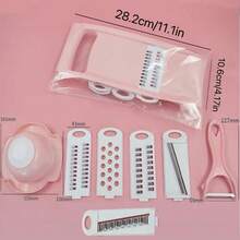 8-Piece Set, 5-In-1 Multi-Function Vegetable Slicer And Fruit Cutter, Manual Food Grinder, Vegetable Shredder, Potato Slicer, Home Kitchen Potato Chopper, Stainless Steel Material, Not Charged, Convenient Kitchen Tool - Multicolor - View 10