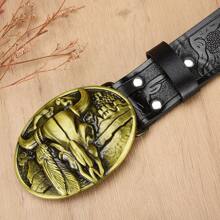 1 件波西米亚西部风格字母压花金属扣复古棕色 PU 皮带秋季、秋季、万圣节秋冬配饰，适合青少年、青年、男士、休闲、户外、运动、度假、毕业礼物、生日、日常穿着 - 黑色 - 查看 4