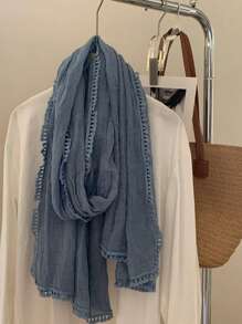 1 Men's Business Scarf, Solid Lace Patchwork Neckerchief | Unisex Lightweight Long Scarf | Retro Art Style Shawl | Desert And Everyday Sun Protection Shawl | Versatile Scarf And Headscarf