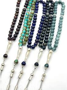 33pcs/Set 10mm Green Glass Big Floral Bead Daily Arabic Handmade Tasbih Bracelet