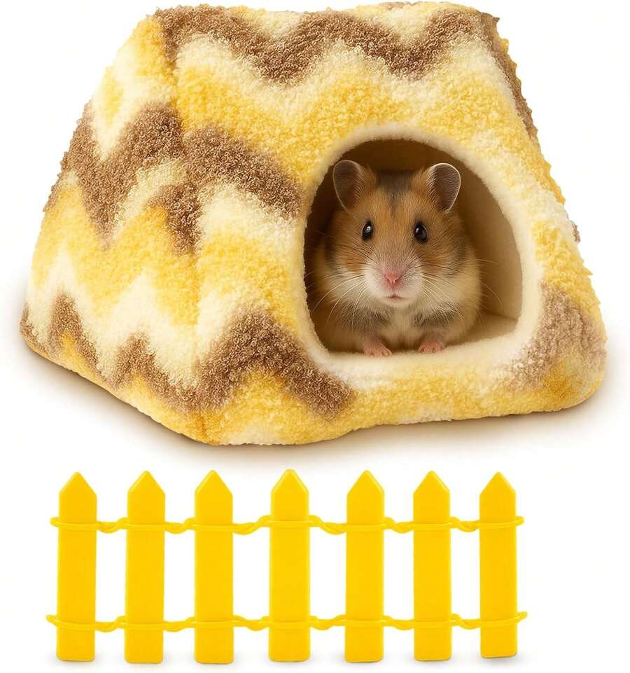 2025Hot SaleHamster Hideout With Fence,Warm Hamster Bed House, Cage Accessories For Hamsters,Gerbils, And Other Small Pets