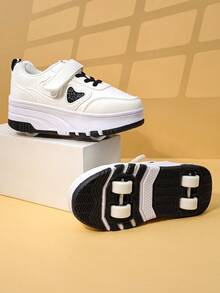 Zapatos de patines con 4 ruedas para niños, zapatos de patinaje sobre ruedas desmontables, zapatos deportivos para exteriores con , zapatillas casuales para niños y niñas - Negro - Ver 3