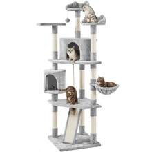 79"H Multilevel Large Cat Tree Condo Tower With Scratching Post Light Gray - lightgray+medium - View 1