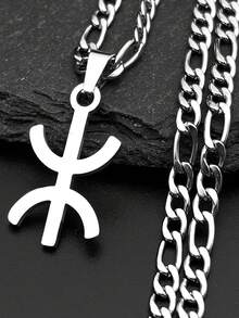 非洲柏柏尔符号吊坠项链不锈钢金色阿马齐格ⵣ字母护身符风格链式项链珠宝 - 項鍊 - 查看 7