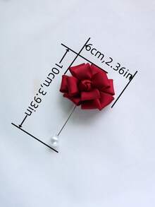 1pc Burgundy Artificial Rose Boutonniere, Groom Wedding Flower, Graduation Party Decor - Burgundy - View 2