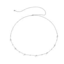1pc Silver Simple Sexy Transparent Rhinestone Waist Chain, Crystal Bikini Body Chain - Silver - View 7