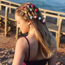 D200Pcs Rainbow Mini Hair Beads Plastic Hair Clips Braid Clips Cute Hair Decorations For Girls Women Hair Accories 5001 - 豐富多彩的 - 查看 2