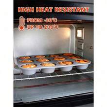 1 Piece Silicone Muffin Pan-12 Cup Muffin Cupcake Baking Pan, Non-Stick Silicone Cupcake Molds For Baking Muffin, Cake, Tart, Bread, Brownie - Multicolor - View 3