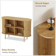 mteryoing Home Sideboard Buffet Cabinet With Storage, 47" Mid Century Modern Accent Cabinet, Sliding Door Entryway Small Storage Cabinets For Kitchen, Living Room, Entryway - 橡木 - 查看 5