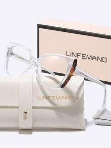 LINFEMAND Unique Cat Eye Multi-Color Block Decor Fashion Non-Prescription Glasses, High-End Clip-On Design For Party, Festival Gift For Women - Clear - View 6