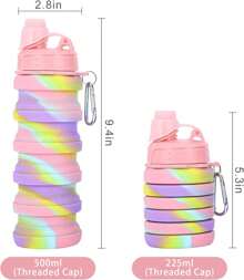 Collapsible Water Bottles Travel Water Bottle Sports Portable Sport Water Bottle Reusable Water Bottles Comes With Mountaineering Buckle 500ml Silicone Water-Proof Camping Water Bottle,9743639