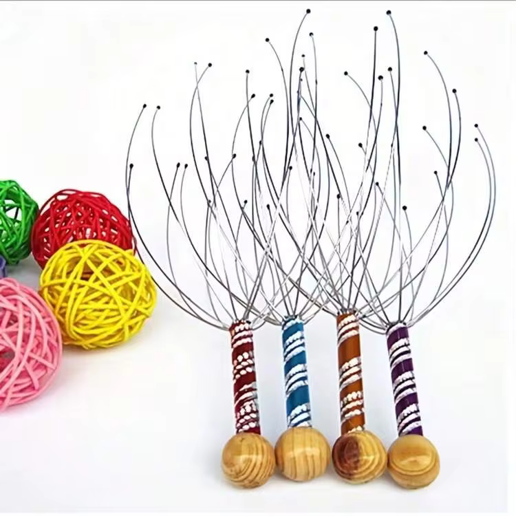 1pc Stainless Steel Octopus Head Massager With 360° Rotating Claw Design, Deep Relaxation & Soothing Head And Neck Massage Tool, Perfect For Home Use Or Valentine's Day Gift - Multicolor - View 1