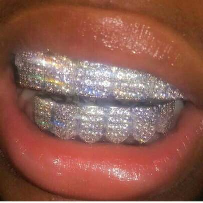 1 set klassiska 6 övre 6 nedre tänder koppar mikroinlagda zirkonia metall hiphop-tändergrillar, bling bling fest semester scenrekvisita, unisex