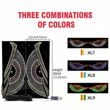 HYNBYZJ 2 件卡车恶魔眼灯 RGB 动态恶魔眼装饰灯 LED 显示屏装饰像素面板挡风玻璃 USB 5V 多模式灯