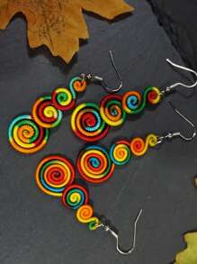 2 Paar bunte bohemische Regenbogen-Ohrringe, modische gewebte unisex Paar-Ohrringe, geeignet für den Alltag, Festivals, Schulanfang, Weihnachten, Paar-Schmuck (Zufallsfarbe)