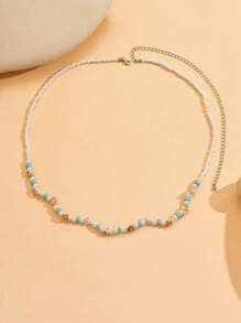 1件夏日度假海洋风海星装饰腰链，手工玻璃种子珠腰带，时尚身体饰品，适合女性日常穿搭、海滩派对、约会、音乐节。种子珠颜色随机。 - 彩色 - 查看 2