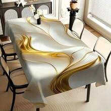 Set de 5 piezas/7 piezas de mantel y funda para silla de mármol ondulado de platino de alta calidad, lavable, adecuado para todas las estaciones, decoración del hogar, fiesta interior y exterior