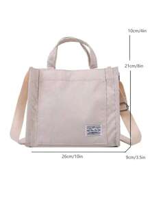 大容量帆布包女单肩斜跨文艺简约韩版条纹绒布手提包原创宿舍风学生辅导包 - 米色 - 查看 2