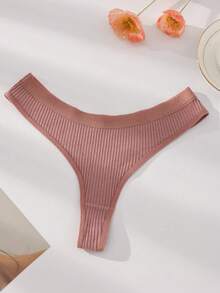 14-Pack Simple Ribbed Women's Underwear Cotton Soft And Comfortable Sexy Thong, Fashionable Solid Color Women's Underwear, XS-XL Size Optional, Spring And Summer Low Waist Seamless Women's Sexy Shorts, Bikini Underwear - 彩色 - 查看 7