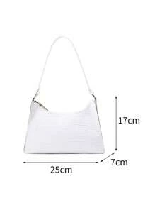 1 件复古鳄鱼纹腋下手提包，时尚百搭女士单肩包