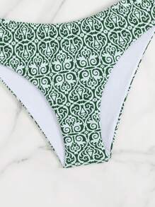 [高弹力比基尼] 新款性感可爱高弹力女士时尚比基尼套装-可机洗，随机印花设计，抹胸和高帮裤沙滩泳装套装。